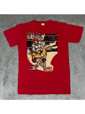 Vintage DG Sportswear Atomic Knee Drop Wrestling Tee Kids Red 80s 90s Size S